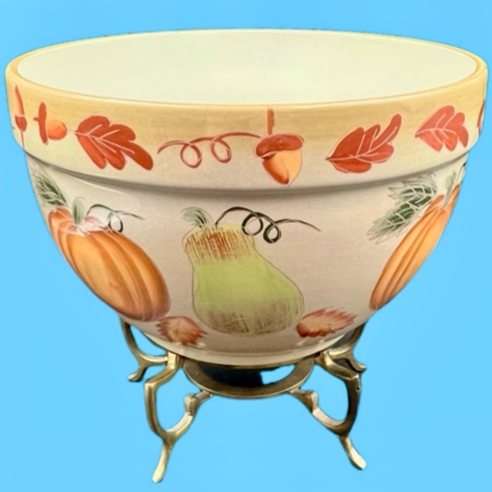 Decorative Thanksgiving Autumn Harvest Bowl 9” Diameter Fall Decor